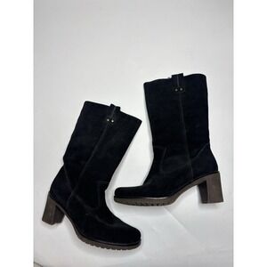 Luftpolster Womens 8.5 US Black Tall Suede Zip Up Chunky Boot Grunge Going Out